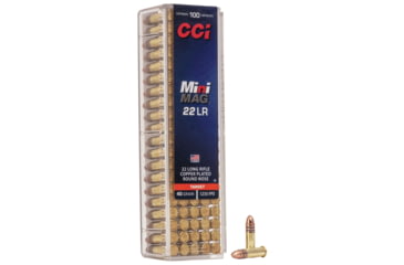CCI Ammunition Mini-Mag .22 Long Rifle 40 Grain Jacketed Soft Point Rimfire Ammunition, 100, JSP