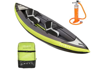 Image of Decathlon Itiwit Inflatable Recreational Sit-on Kayak with Pump, Green, 2 Person, 4422479