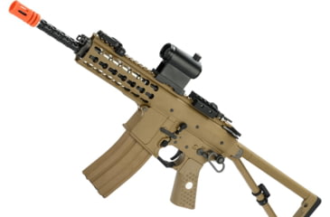Image of EMG Knights Armament Airsoft PDW M2 Gas Blowback Airsoft Rifle, CO2 Magazine, Tan, Large, GR-KAA-PDW-L-DE-CO2