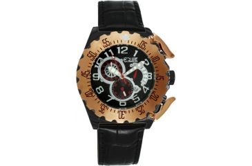 Image of Equipe Q301 Paddle Watches - Men's - Timer, Date, and Weekday Subdials, Quartz, Black/Rose Gold, One Size, EQUQ304