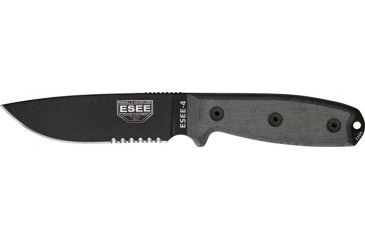 Image of Esee Mdl 4 Part Srtd Fxd Knife, 4.5in, Srtd, Black Micarta Hdl, Black Sheath,clip plate RC4SMB
