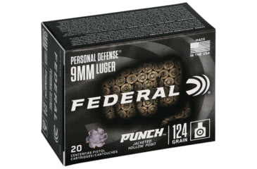 Image of Federal Premium Personal Defense 9mm Luger 124 Grain Jacketed Hollow Point Brass Cased Centerfire Pistol Ammo, 20 Rounds, PD9P1