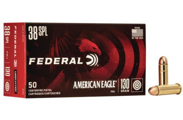 Image of Federal Premium American Eagle Pistol Ammo, .38 Special, Full Metal Jacket, 130 grain, 50 Rounds, AE38K