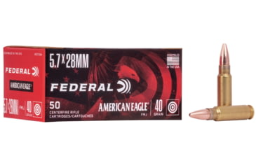 Federal Premium Centerfire Handgun Ammunition 5.7x28mm 40 Grain Full Metal Jacket Centerfire Pistol Ammunition, 50, FMJ