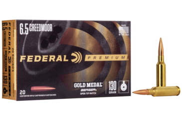Federal Premium BERGER HYBRID VLD 6.5 Creedmoor 130 Grain Berger Hybrid Open Tip Match Centerfire Rifle Ammunition, 20, BTHP