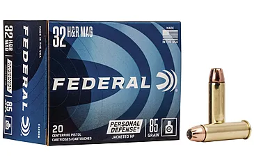 Federal Premium Personal Defense Revolver 32 H&R Magnum 85 Grain Jacketed Hollow Point Brass Cased Centerfire Pistol Ammunition, 20, JHP
