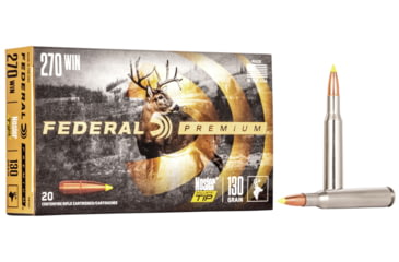 Federal Premium VITAL-SHOK .270 Winchester 130 grain Nosler Ballistic Tip Centerfire Rifle Ammunition P270F Caliber: .270 Winchester, Number of Rounds: 20, w/ Free S&H