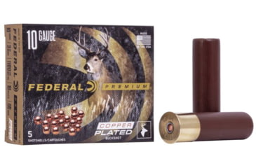 Image of Federal Premium Vital Shok 10 Gauge 18 Pellets Buckshot Centerfire Shotgun Ammo, 00 Buck Shot, 5 Rounds, P108F 00, P108F 00