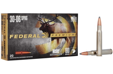 Image of Federal Premium VITAL-SHOK .30-06 Springfield 180 Grain Nosler Partition Brass Cased Centerfire Rifle Ammo, 20 Rounds, P3006F