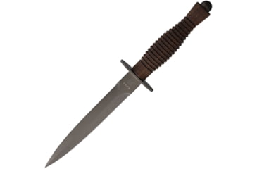 Image of Fox Fairbairn Sykes Fighting Knife, 6.63 black PVD coated Bohler N690 stainless blade, Sculpted Walnut handle, 02FX110