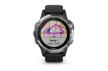 Image of Garmin Fenix 5 Plus, Glass, GPS Watch, NA, Black/Silver 010-01988-10