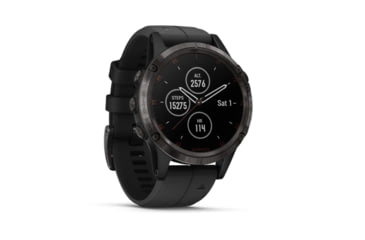 Image of Garmin Fenix 5 Plus, GPS Watch, Carbon Gray DLC Titanium with Black Silicone Band, 010-01988-20