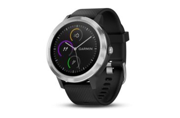 Image of Garmin Vivoactive 3, English Only, Silicone, Black/Black/Stainless Steel 010-01769-01