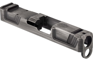 Image of Gun Cuts Raider Slide for Glock 26, Optic Cut, Battleworn Silver, GC-G26-RAI-CSIBW-RMR