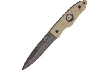 Image of Hoffner Knives Hand Spear Standard Edge Khaki Fixed Blade Knife, 4.88in, 440C Steel, Spear Point, Black Stonewash, Khaki, G10 Handle ATA18
