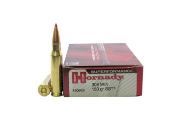 Image of Hornady Superformance .308 Winchester 150 grain Super Shock Tip Brass Cased Centerfire Rifle Ammo, 20 Rounds, 80933