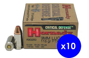 Image of Hornady Critical Defense 9 mm Luger 115 grain Flex Tip eXpanding Brass Cased Centerfire Pistol Ammo, 250 Rounds