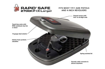 Image of Hornady RAPiD Safe 2700KP Extra-Large Lock Box Electronic RFID Safe With KeyPad, 98172