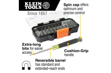 Image of Klein Tools All in1 Precision Screwdriver Set with Case, Black/Yellow, 32717