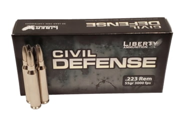 Liberty Ammunition Civil Defense .223 Remington 55 grain Fragmenting Hollow Point Centerfire Rifle Ammunition, 20, FHP
