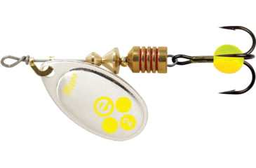 Image of Mepps Aglia-e In-Line Spinner, 2 1/4in, 1/6 oz, Treble Hook w/Egg, Silver-Hot Chartreuse, BE2 SHC