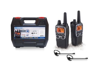 Image of Midland Radio 36 Chl./38 mile w/121 codes w/Batts, DTC and USB Cable Charger, hard shell case, car charger, set of AVP1 headsets, Black/Gun Metal T77VP5