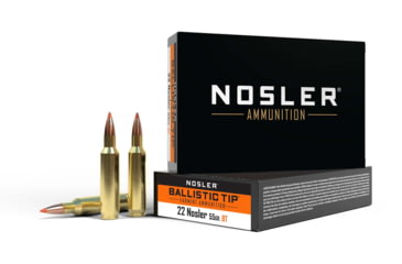 Nosler .22 Nosler Ballistic Tip 55 grain Brass Cased Rifle Ammunition, 20