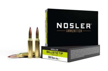 Nosler .260 Remington 120 Grain Ballistic Tip Brass Cased Centerfire Rifle Ammunition, 20