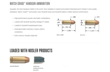 Image of Nosler ASP 9mm 115 Grain Jacketed Hollow Point Brass Cased Pistol Ammo, 20 Rounds, 51285
