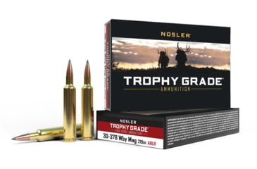Nosler Trophy Grade .30-378 Weatherby Magnum 210 Grain AccuBond Long Range Brass Cased Centerfire Rifle Ammunition, 20, SBT