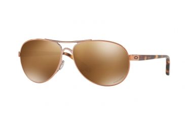 Image of Oakley Feedback Womens Sunglasses 407931-59 - Rose Gold Frame, Prizm Tungsten Polarized Lenses