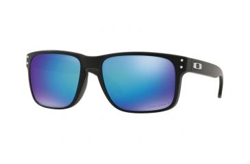 Image of Oakley Holbrook Sunglasses - Men's, Matte Black Frame, Prizm Sapphire Polarized Lenses, OO9102-9102F0-55