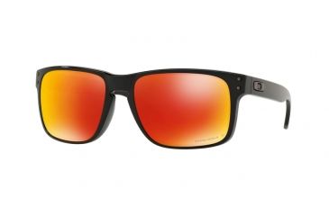 Image of Oakley Holbrook Sunglasses - Men's, Polished Black Frame, Prizm Ruby Polarized Lenses, OO9102-9102F1-55
