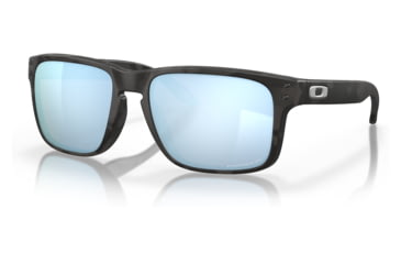 Image of Oakley OO9102 Holbrook Sunglasses - Men's, Matte Black Camo Frame, Prizm Deep Water Polarized Lens, 55, OO9102-9102T9-55