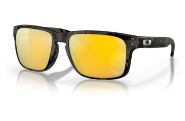Image of Oakley OO9102 Holbrook Sunglasses - Mens, Matte Black Tortoise Frame, Prizm 24K Polarized Lens, 55, OO9102-9102O3-55