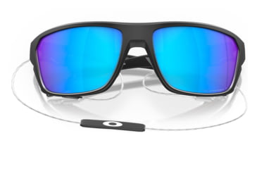Image of Oakley OO9416 Split Shot Sunglasses - Mens, Matte Black Frame w/Blue Logo, Prizm Sapphire Polarized Lens, 64, OO9416-941631-64