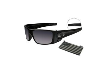 Image of Oakley SI Fuel Cell Sunglasses,Matte Black Steel Flag Icon Frame,Rectangle Grey Lens OO9096-82