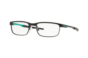 Image of Oakley Steel Plate OX3222 Eyeglass Frames 322206-52 - Satin Black/celeste Frame, Clear Lenses