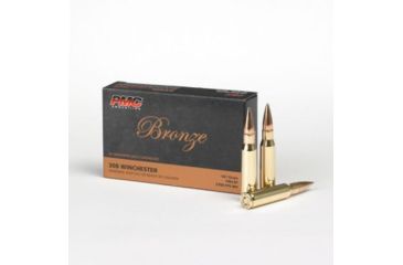 Image of PMC Bronze Ammunition, .308 Winchester/7.62 NATO, 147 Grain, Full Metal Jacket, Boat Tail, Brass Case, 20-Rounds, 308B