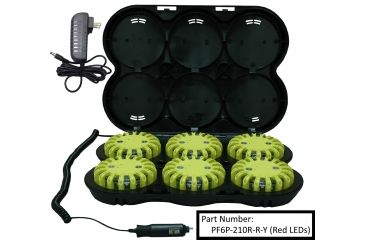 Image of Powerflare 6-Pack Rechargeable PowerFlare System, Amber LEDs, Blue Shell PF6P-210R-A-BL