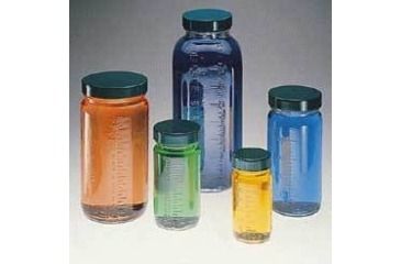 Image of Qorpak Bottle Beakers, Medium Rounds, Wide Mouth, Qorpak 7550 With Pulp/Vinyl-Lined Black Phenolic Cap