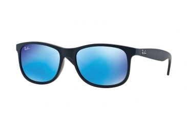 Image of Ray-Ban ANDY RB4202 Sunglasses 615355-55 - Shiny Blue On Matte Top Frame, Green Mirror Blue Lenses