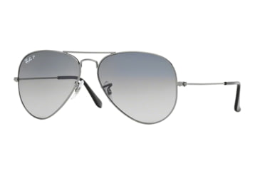Image of Ray-Ban Aviator Large Metal Sunglasses RB3025 004/78-6214 - Gunmetal Crystal Polarized Blue Grad.gray
