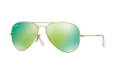 Image of Ray-Ban Aviator Large Metal Sunglasses RB3025 112/19-62 - Matte Gold Frame, Cry.green Mirror Multil.green Lenses