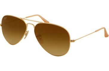 Image of Ray-Ban Aviator Large Metal Sunglasses RB3025 112/85-5814 - Matte Gold Frame, Brown Gradient Lenses