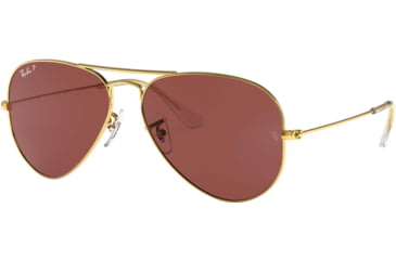 Image of Ray-Ban Aviator Large Metal RB3025 Sunglasses, Legend Gold, Purple, 62, RB3025-9196AF-62
