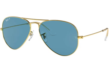 Image of Ray-Ban Aviator Large Metal RB3025 Sunglasses, Legend Gold, Blue, 55, RB3025-9196S2-55