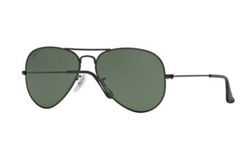 Image of Ray-Ban Aviator Large Metal Sunglasses RB3025 W3361-58 - Matte Black Frame, Polar Green Lenses