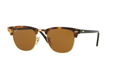 Image of Ray-Ban Clubmaster Sunglasses RB3016 1160-49 - Spotted Brown Havana Frame, Brown Lenses