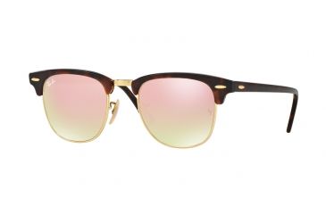 Image of Ray-Ban Clubmaster Sunglasses RB3016 990/7O-49 - Shiny Red Havana Frame, Copper Flash Gradient Lenses